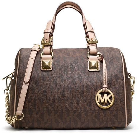 michael kors grayson signature brown medium & large|Grayson Medium Empire Signature Logo Satchel .